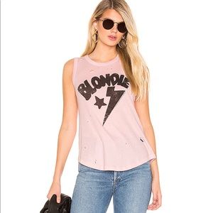 Blondie distressed Tank in Pink. Chaser brand